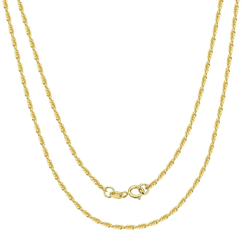 Women’s turquoise necklaces-18K Yellow Gold Minimalist Rope Chain Necklace 1.5mm 18 INCH