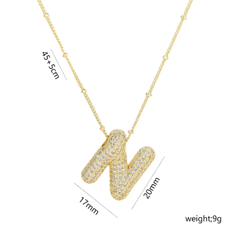 Letter N Necklace-Gold