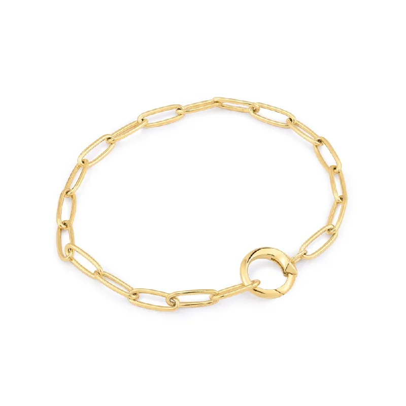 Women’s custom design bracelets-Gold Link Charm Chain Connector Bracelet