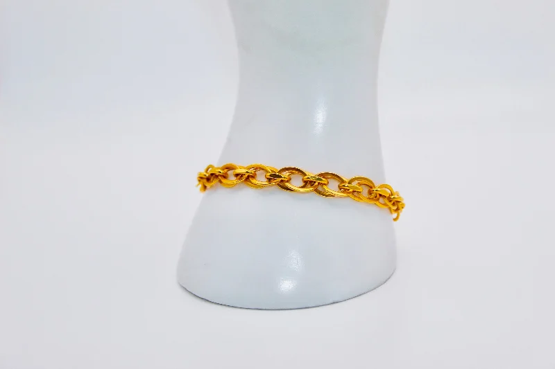 Women’s cuff bracelets-21k Gold Double Link Bracelet