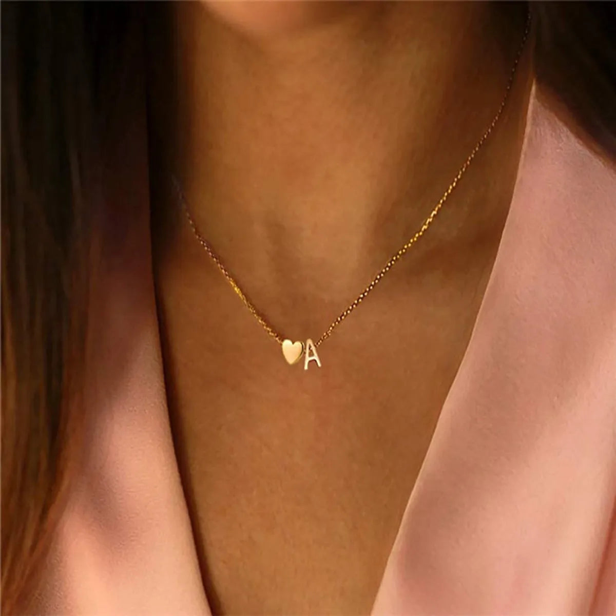 Women’s twist pendant necklaces-Simple Style Letter Heart Shape Copper Necklace In Bulk