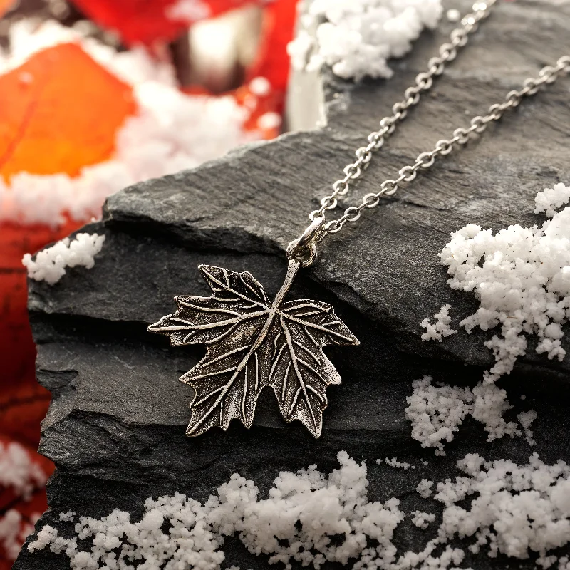 Women’s matching necklaces and earrings sets-Vintage Maple Leaf Necklace