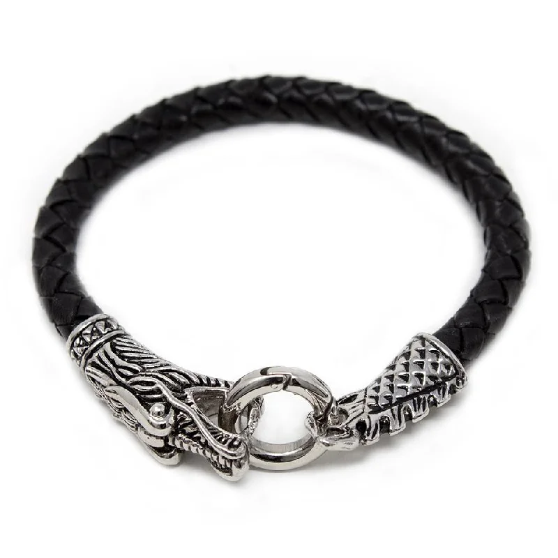 Women’s luxury bracelets-Stainless Steel Dragon Head/Tail Bracelet