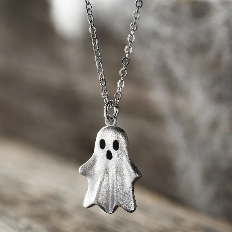 Women’s pendant necklaces with gemstones-Spooky Ghost Necklace