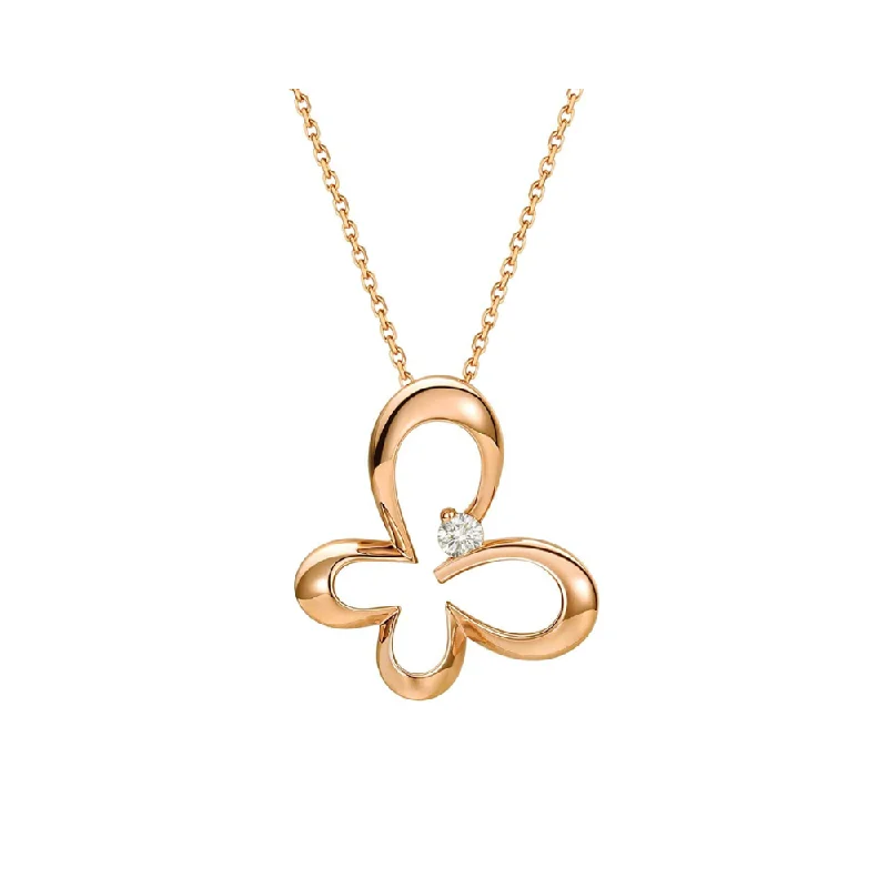 Women’s sophisticated necklaces-FANCIME “Helena” Flying Butterfly 14K Rose Gold Necklace