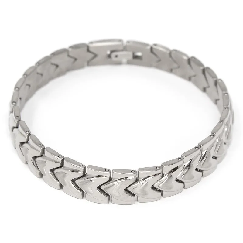 Women’s designer bracelets-Men's Stainless Steel Heart Link Bracelet