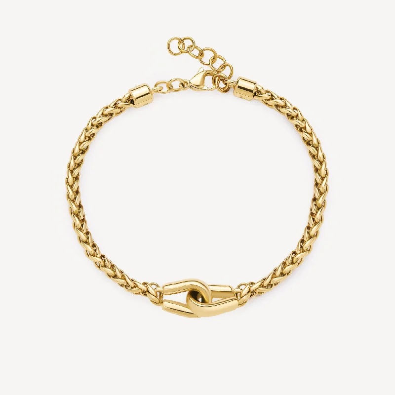 Women’s cuff bracelets-Knocker Bracelet in Gold Plated Stainless Steel