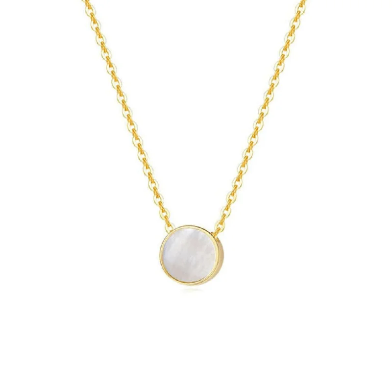 Women’s rose gold necklaces-FANCIME Mother Of Pearl 14K Yellow Gold Necklace