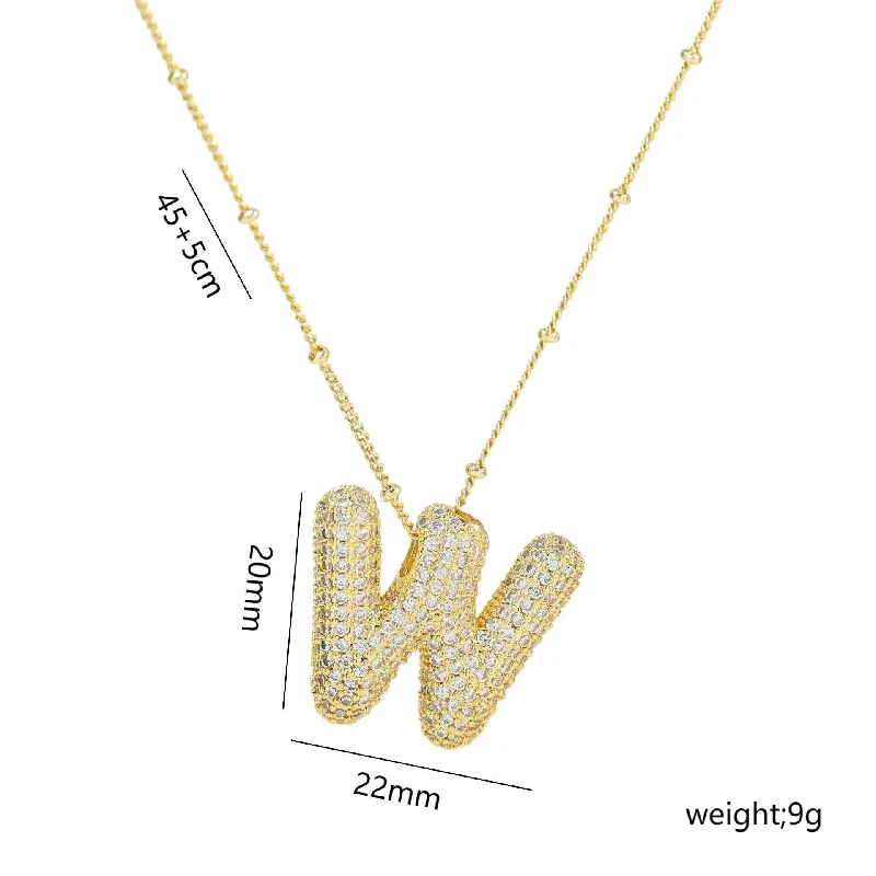 Letter W Necklace-Gold