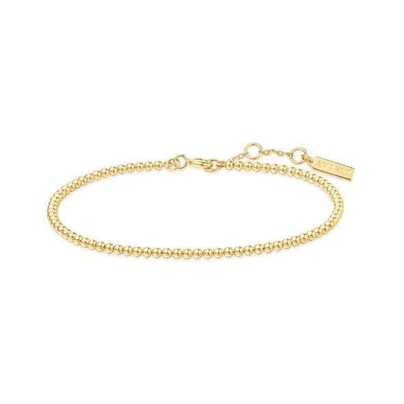 Women’s minimalist bracelets-Beaded Bracelet in Gold Plated Sterling Silver