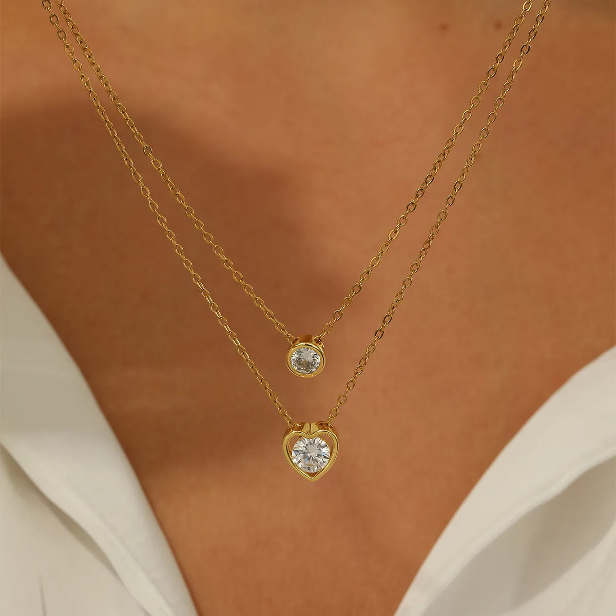 Women’s pearl necklaces-Casual Cute Classic Style Round Heart Shape Copper Plating Inlay Zircon 18k Gold Plated Necklace