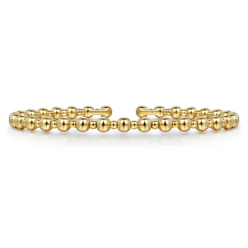 Women’s stackable bracelets-Beaded Bangle Bracelet in 14K Yellow Gold