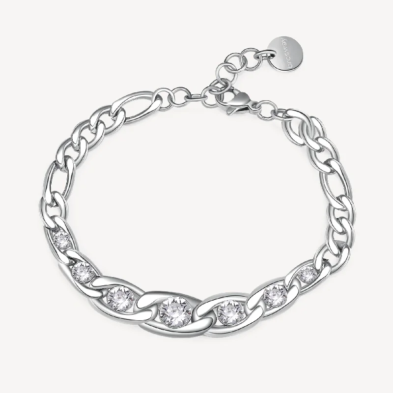 Women’s diamond bracelets-Graduated Crystal Link Bracelet in Stainless Steel