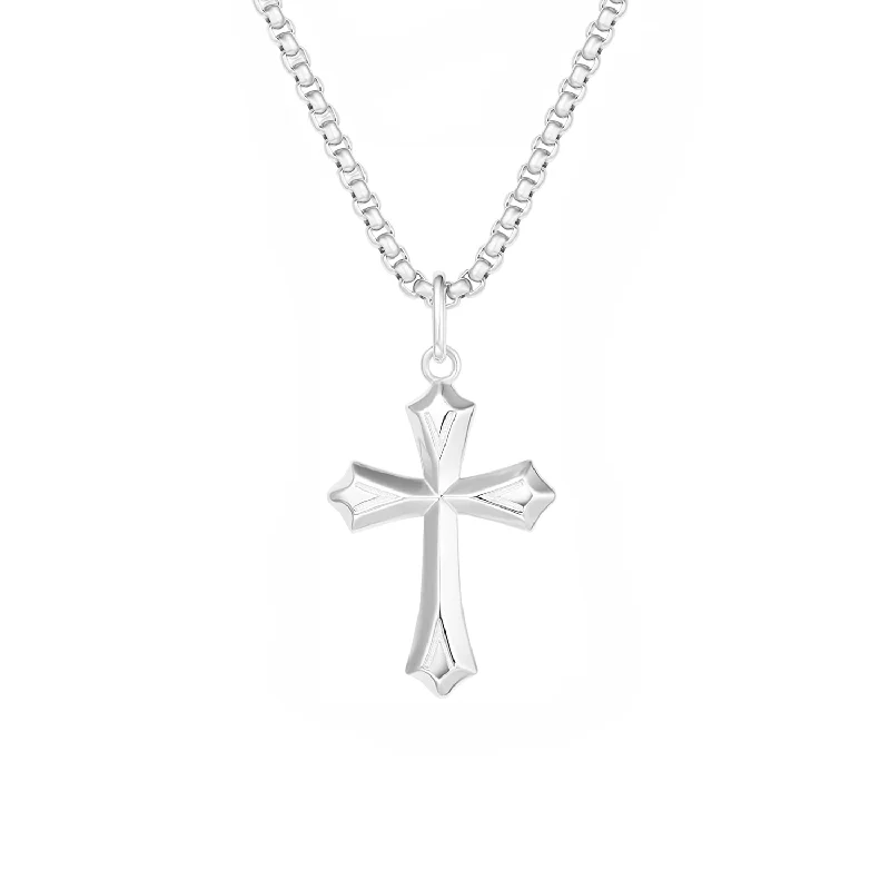 Women’s unique necklaces-FANCIME Edgy Gothic Cross Pendant Mens Sterling Silver Necklace