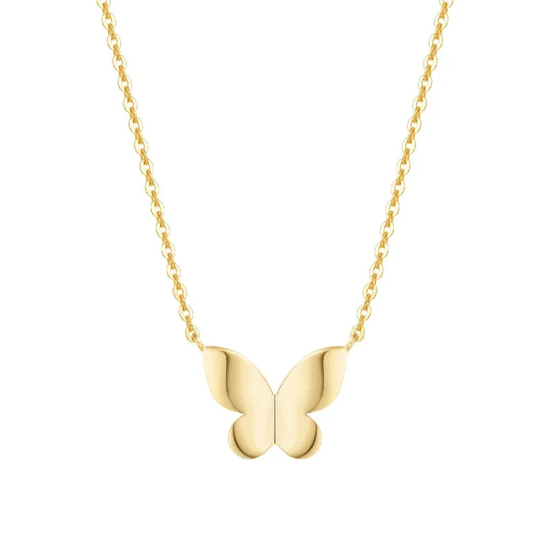 Women’s sleek necklaces-FANCIME "Dreamy Butterfly" 14K Yellow Gold Necklace