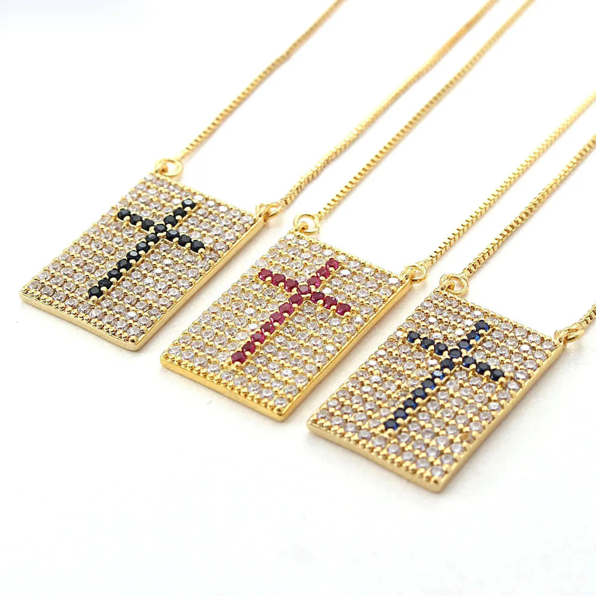 Women’s designer necklaces-Copper Gold Plated Simple Style Plating Inlay Cross Zircon Necklace