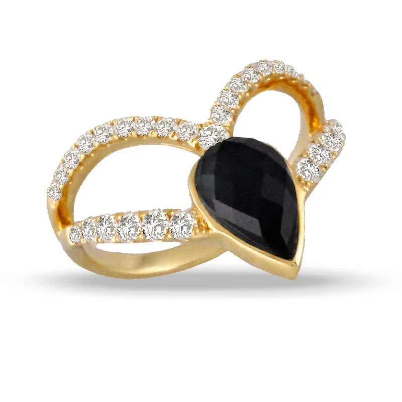 Women’s bridal engagement rings-Black Onyx and Diamond Ring