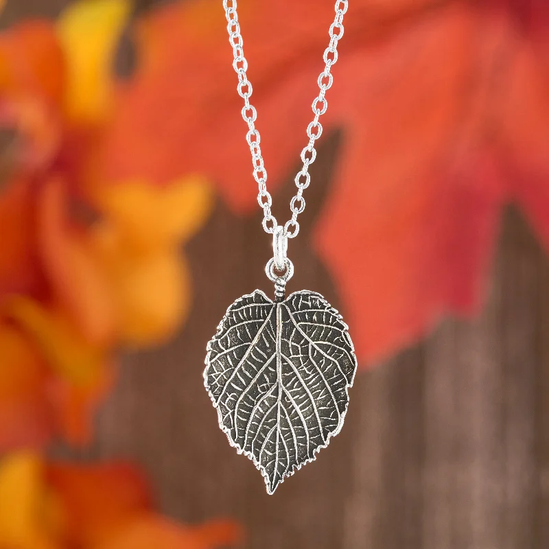 Women’s pearl drop necklaces-Vintage Paper Birch Leaf Necklace