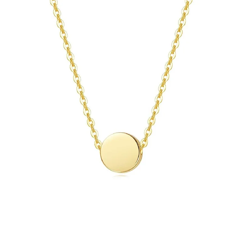 Women’s charm necklaces-FANCIME Minimalist Coin 14K Yellow Gold Necklace