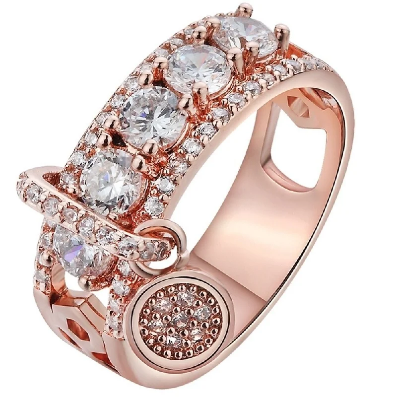 Women’s luxurious engagement rings-Elegant Women Rhinestone Inlaid Ring Wedding Engagement Anniversary Jewelry