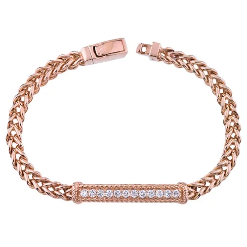 Women’s rose gold cuff bracelets-Diamond Bar Bracelet in 14K Rose Gold