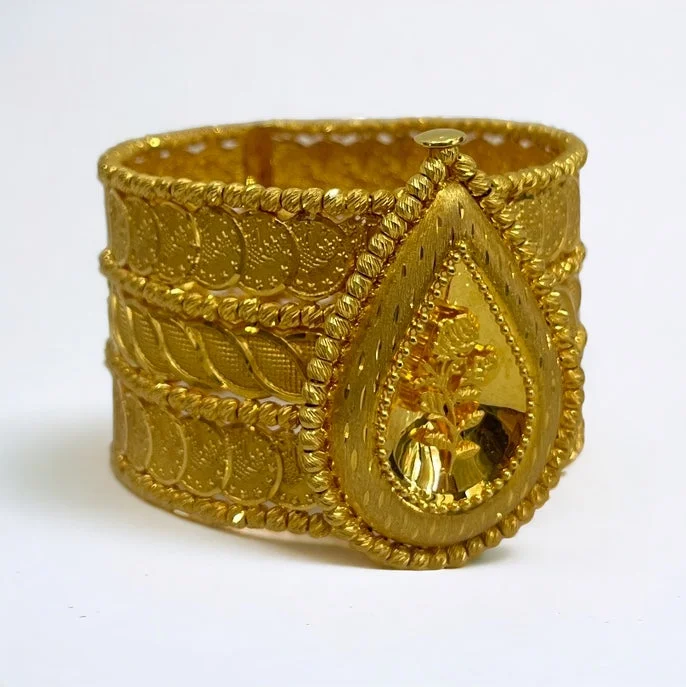 Women’s custom design bracelets-21k Gold Wide Bracelet