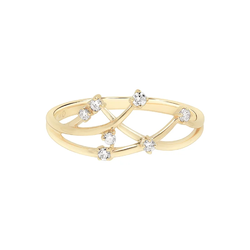 Women’s stacked engagement rings-Interlocking Floating Diamond Ring