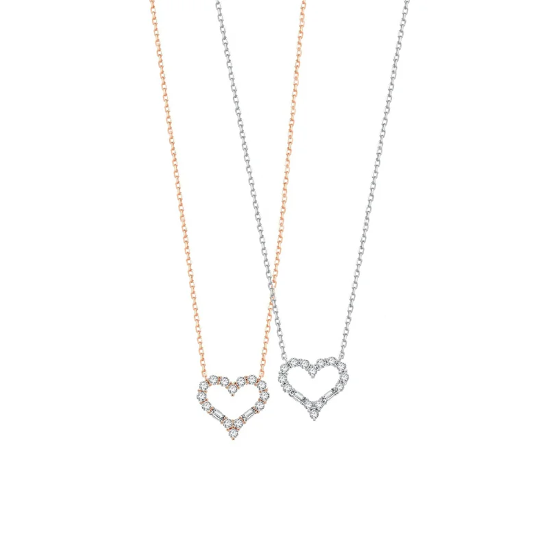 Women’s birthstone pendants-18K Gold Heart Necklace with Diamonds 1/3 Cttw