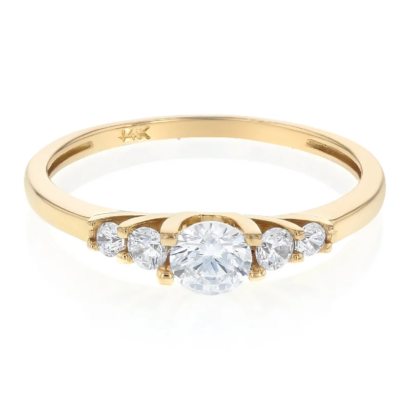 Women’s engagement rings with sapphires-14K Solid Gold Round Cut CZ Wedding Engagement Ring