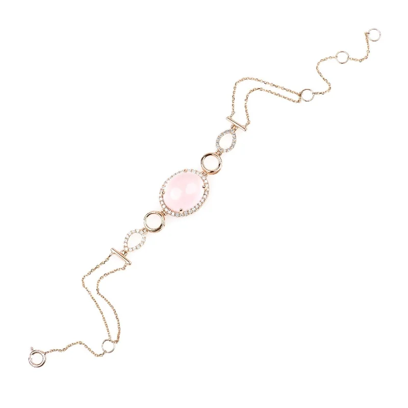 Women’s gold bangles-Rose Quartz and Diamond Infinity Heirloom Bracelet