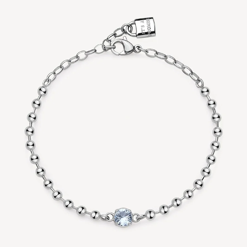 Women’s pearl bracelets for weddings-Cubic Zirconia Charm Bracelet in Stainless Steel