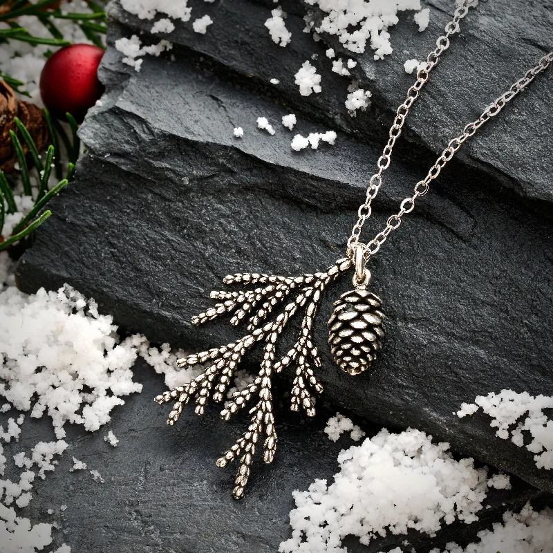 Women’s personalized pendant necklaces-Pine Branch Necklace