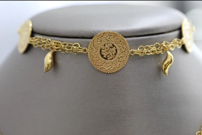 Women’s cuff bracelets-21k Gold Turkish Coin Bracelet