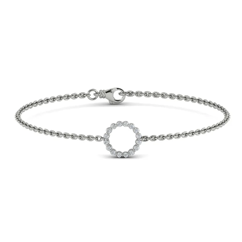 Women’s crystal bangles-Diamond Open Circle Bracelet in 14K White Gold