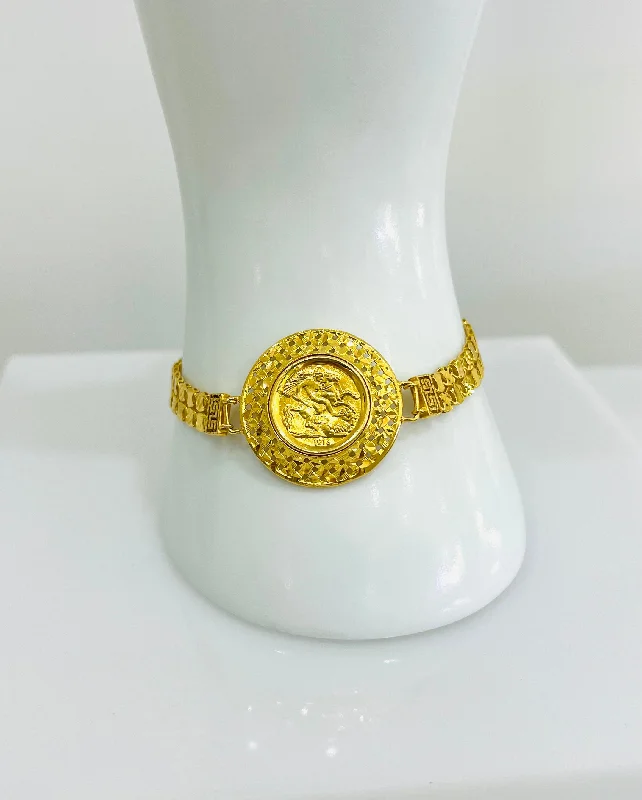 Women’s vintage tennis bracelets-21k Gold Coin Bracelet