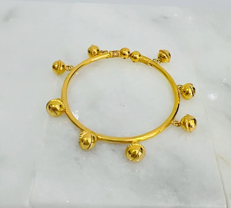 Women’s engraved bracelets-21k Gold kids Bangle bracelet/ Anklet