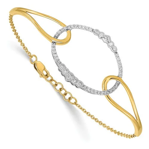 Women’s matching bracelets and rings-14k Two-Tone Polished Diamond Oval 7in With .5 Ext Bracelet