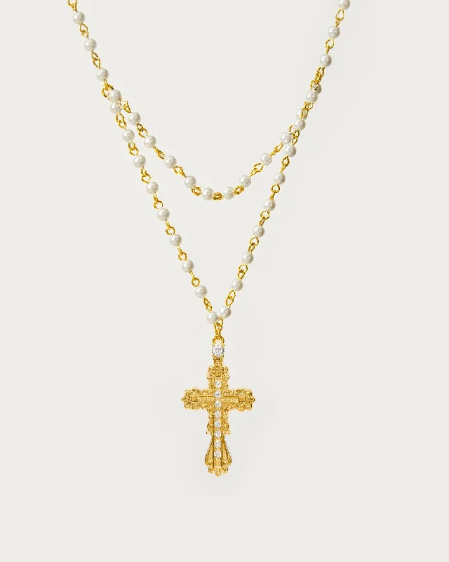 Women’s pendant necklaces with birthstones-Everette Cross Necklace in Gold