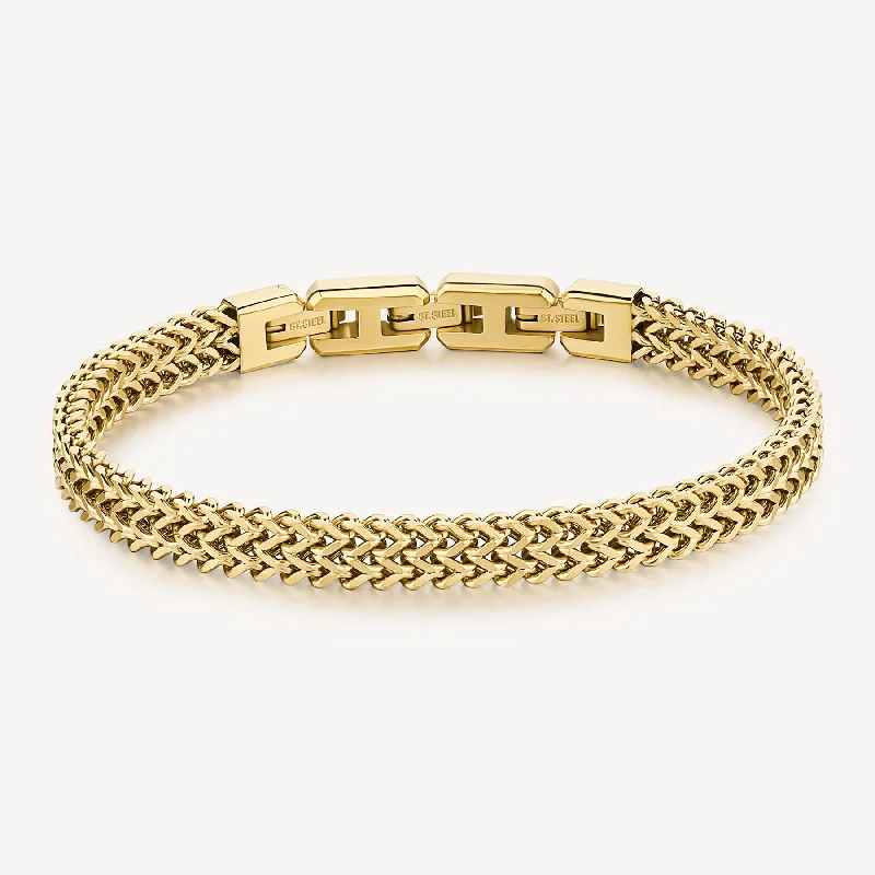 Women’s modern leather bracelets-Franco Chain Bracelet in Gold Plated Stainless Steel