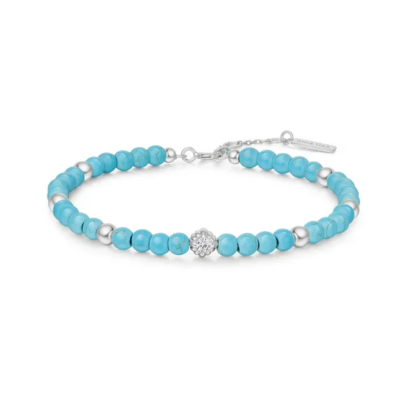 Women’s beaded bracelets-Created Turquoise Bracelet in Sterling Silver