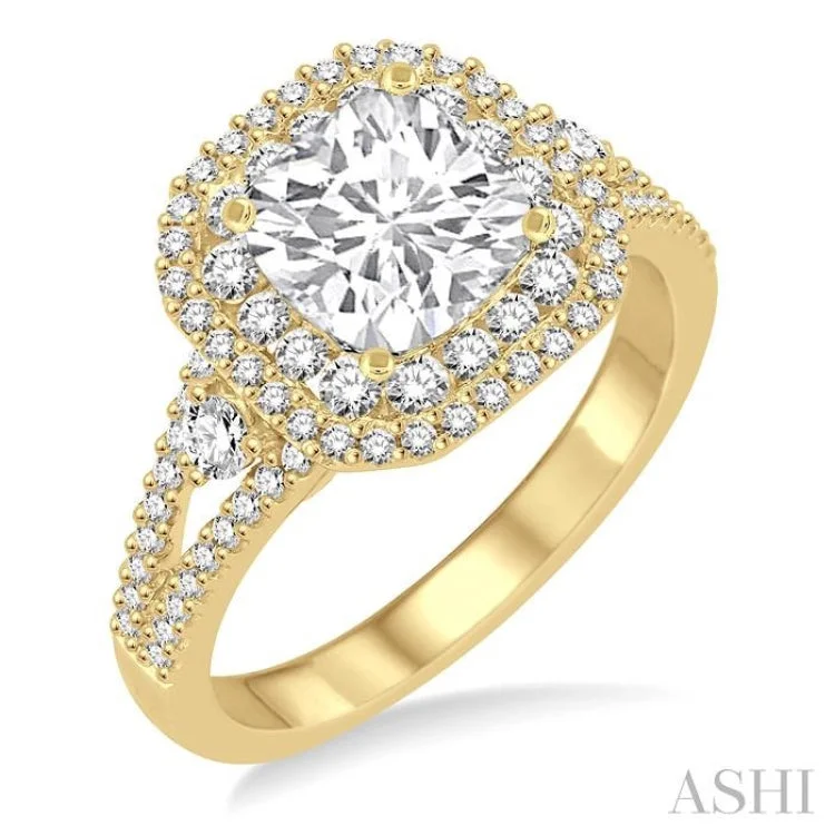 Women’s engagement rings with vintage details-3/4 ctw Diamond Semi-mount Engagement Ring in 14K Yellow Gold