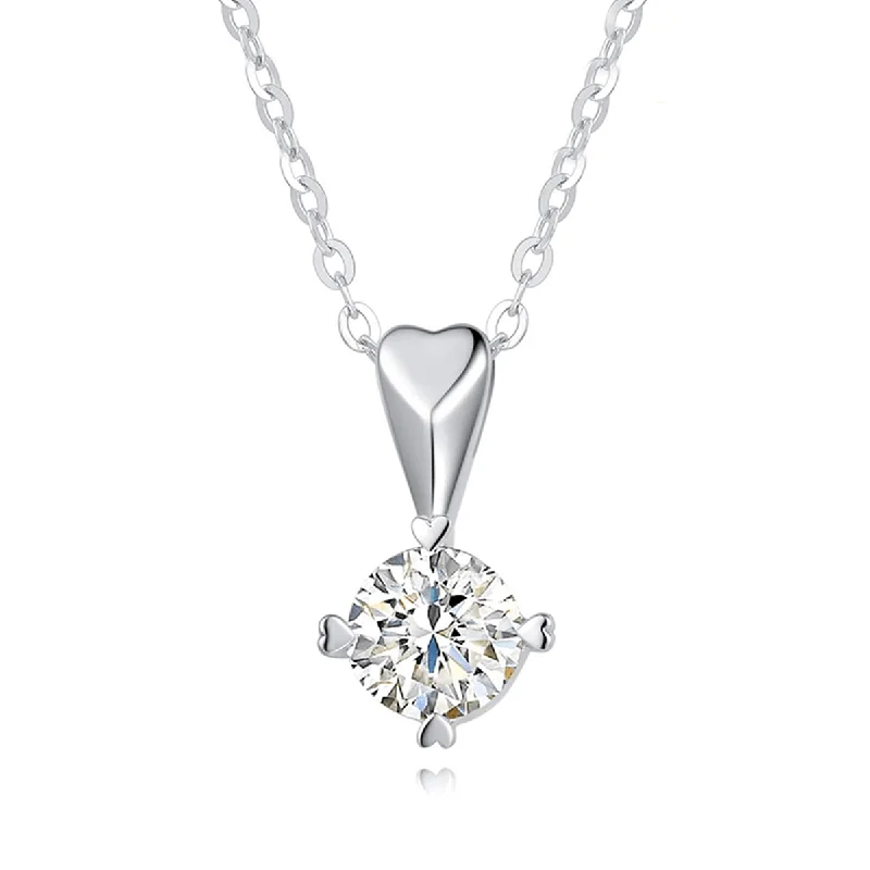 Women’s sapphire necklaces-FANCIME Moissanite Hearty Love Solitaire 14K White Gold Necklace