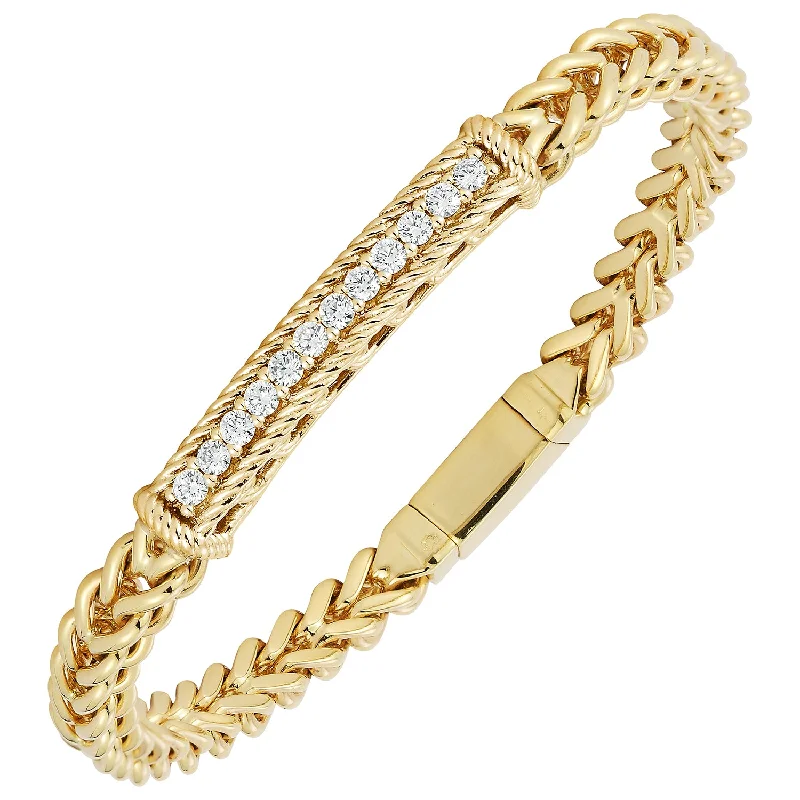 Women’s custom name bracelets-Diamond Bar Bracelet in 14K Yellow Gold