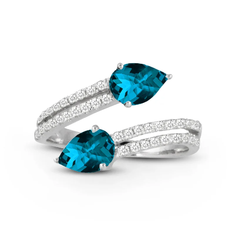 Women’s modern engagement rings-London Blue Topaz and Diamond Ring