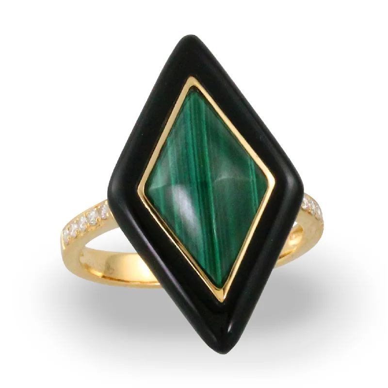 Women’s high-quality engagement rings-Malachite and Diamond Ring