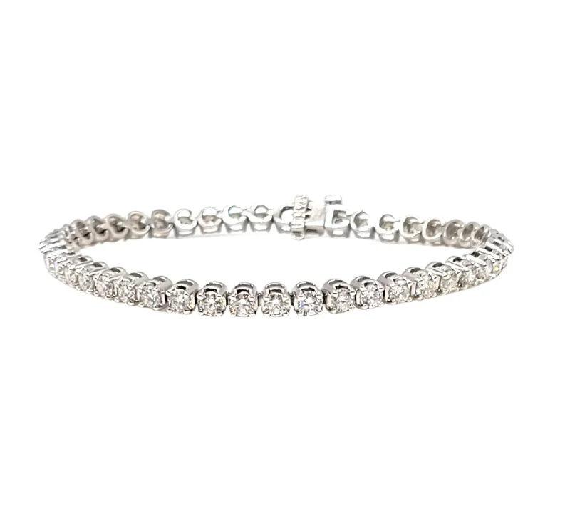 Women’s sapphire bracelets-14k White Gold Prong Set Diamond Tennis Bracelet