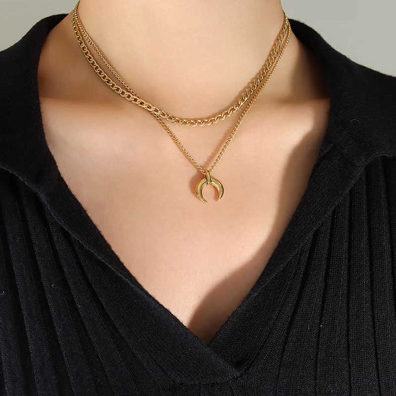 P964-Gold Double-Layer Necklace