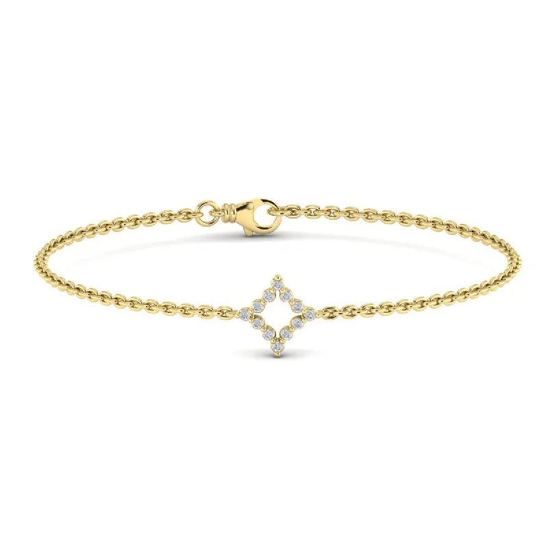 Women’s cute bracelets-Diamond Open Burst Bracelet in 14K Yellow Gold