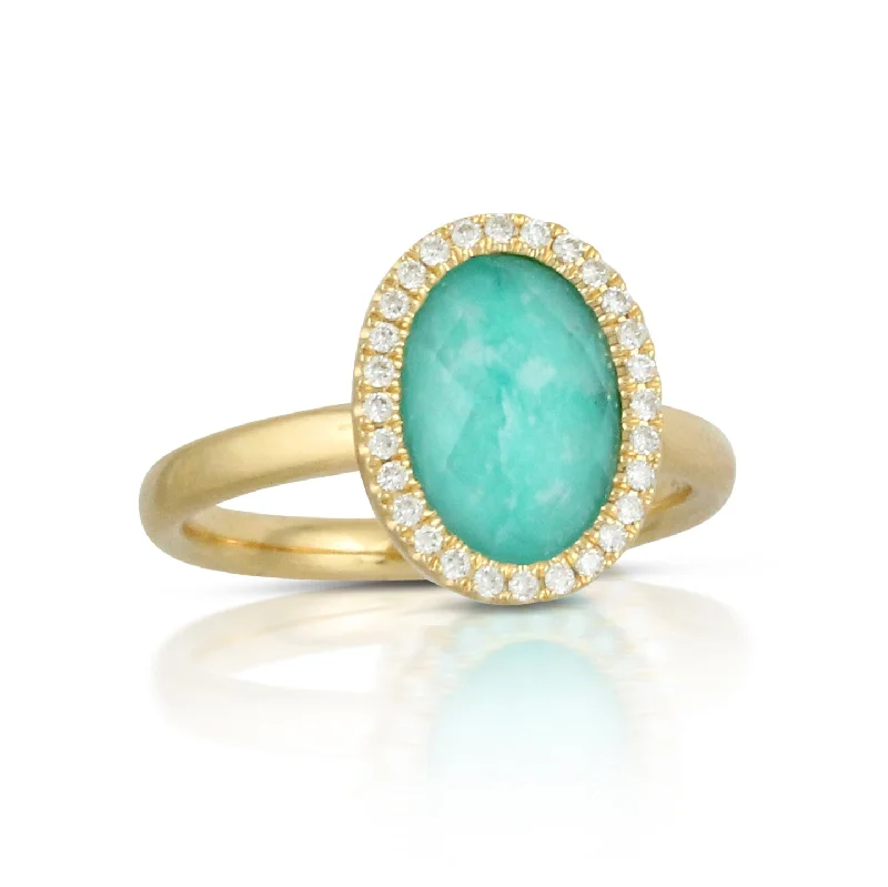 Women’s eco-friendly engagement rings-Amazonite and Diamond Ring