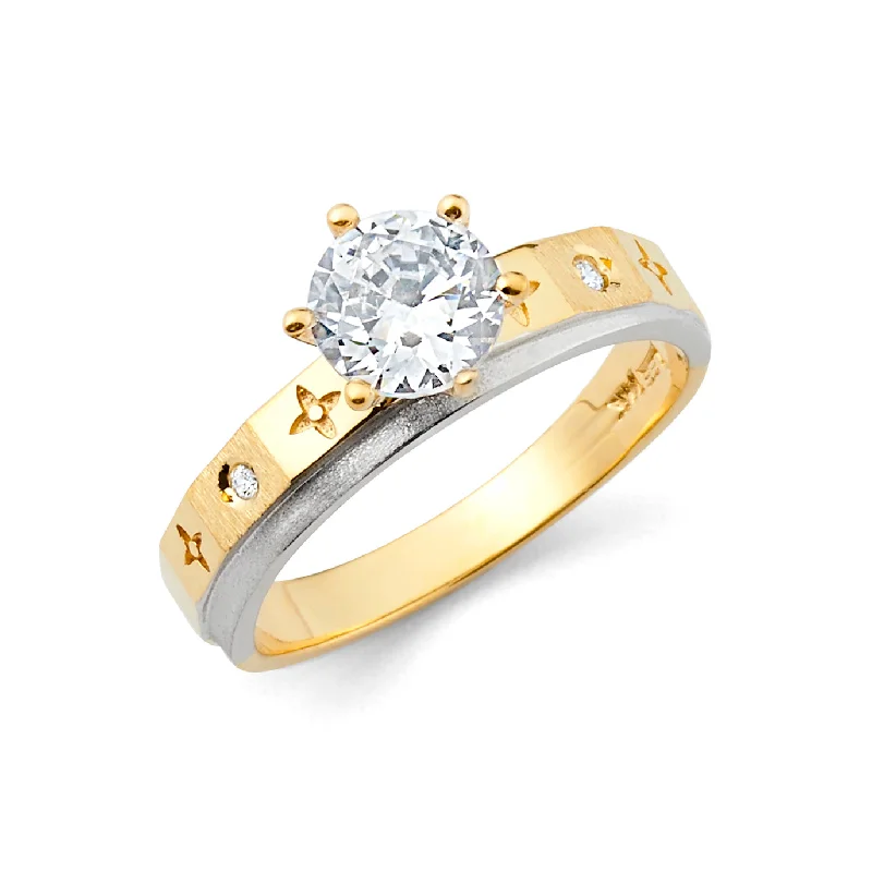 Women’s luxury engagement rings-14K Solid Gold 1 Ct. Round Cut Solitaire CZ Wedding Engagement Ring